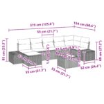 vidaXL 8-dielny záhradný pohovkový set s vankúšmi čierny poly ratan – Obrázok 10