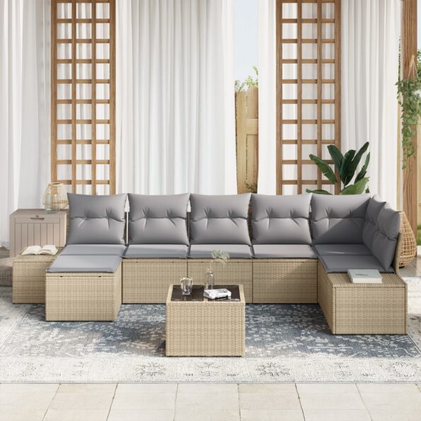 3347160_3.jpg vidaXL 8-dielny záhradný pohovkový set s vankúšmi čierny poly ratan – Obrázok 3