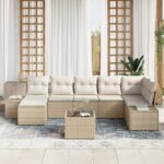 vidaXL Záhradný pohovkový set Sada 8 Béžová a krémová – Obrázok 3