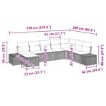 vidaXL Záhradná pohovka 8-dielna súprava Béžová a krémová – Obrázok 9