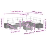 vidaXL 9-dielny záhradný pohovkový set s vankúšmi hnedý poly ratan – Obrázok 10
