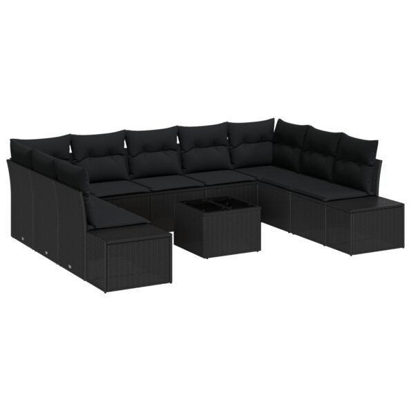 3347233_2.jpg vidaXL Záhradný pohovkový set Set 10 Čierna Ratan, Polyester, Oceľ – Obrázok 2