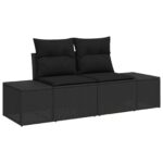 vidaXL Záhradný pohovkový set Set 10 Čierna Ratan, Polyester, Oceľ – Obrázok 4