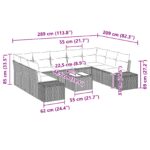 vidaXL Záhradný pohovkový set Set 10 Čierna Ratan, Polyester, Oceľ – Obrázok 9