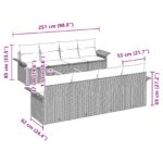 vidaXL Súprava záhradného gauča 9 kusov so vankúšmi Béžový Poly ratan Acacia – Obrázok 8