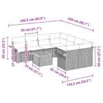 vidaXL 9-dielny záhradný gaučový set s vankúšmi čierny poly ratan akácia – Obrázok 9