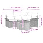 vidaXL 5-dielna záhradná sedačka s vankúšmi Čierny poly ratan akácie – Obrázok 9