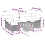 vidaXL 7-dielna záhradná pohovková súprava s vankúšmi sivá Poly rattan akácia – Obrázok 11