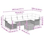 vidaXL 8 Dielny Záhradný Pohovkový Set s Vankúšmi Sivý Poly Ratan Akácia – Obrázok 11