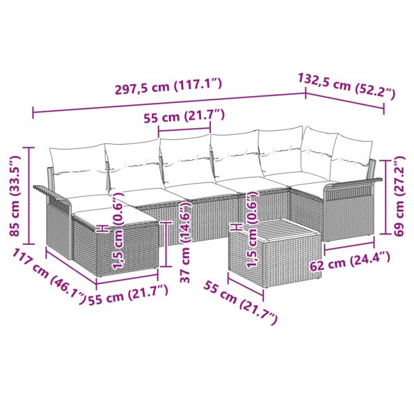 3347356_11.jpg vidaXL 8 Dielny Záhradný Pohovkový Set s Vankúšmi Sivý Poly Ratan Akácia – Obrázok 11