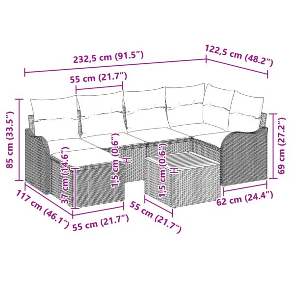 3347475_10.jpg vidaXL Záhradná pohovka 7 kusov s vankúšmi Sivý Poly Ratan Akácia – Obrázok 10