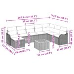 vidaXL 9-dielna záhradná súprava s vankúšmi Béžová Poly Ratan Akácia – Obrázok 10