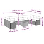 vidaXL 11 kusový záhradný gaučový set s vankúšmi sivý poly ratan akácia – Obrázok 9