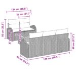vidaXL 6-Dielna Záhradná pohovka so vankúšmi Čierna Poly Ratan Akácia – Obrázok 11