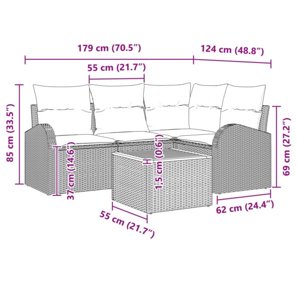 3347576_12.jpg vidaXL Súprava záhradných pohoviek s vankúšmi 5 kusov Čierna Poly ratan Akácia – Obrázok 12