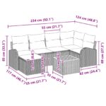vidaXL 7-dielny záhradný gauč so vankúšmi šedý poly ratan akácia – Obrázok 12