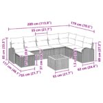 vidaXL 9-dielna záhradná sedačka s vankúšmi Béžový poly ratan Akácia – Obrázok 11