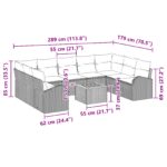 vidaXL 10-dielny záhradný pohovkový set s vankúšmi Béžový Poly ratan Akácia – Obrázok 8