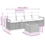 vidaXL 5-dielna záhradná pohovková súprava s vankúšmi béžová poly ratan a akácia – Obrázok 8