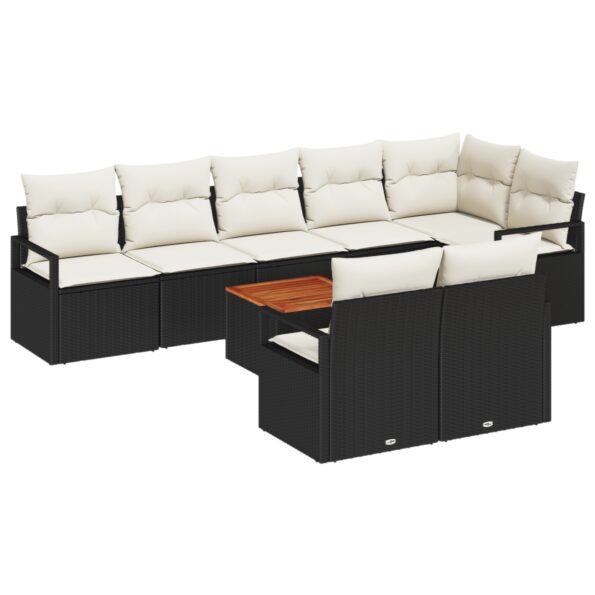 3347719_2.jpg vidaXL 9-dielna záhradná súprava pohovky s vankúšmi čierny poly ratan akácia – Obrázok 2