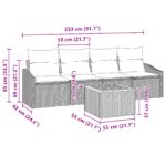 vidaXL 5-dielny záhradný sedací set s vankúšmi z čierneho poly ratanu – Obrázok 8