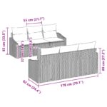vidaXL 7 kusová súprava záhradnej pohovky s vankúšmi čierny poly ratan – Obrázok 4