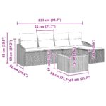 vidaXL 6 kusová záhradná sedacia súprava s vankúšmi béžová poly ratan akácia – Obrázok 9