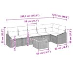 vidaXL 7-dielny záhradný gaučový set s vankúšmi, béžový poly ratan, akáciový – Obrázok 9
