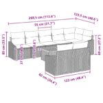 vidaXL 9-dielny záhradný gaučový set s poduškami čierny poly ratan akácia – Obrázok 9