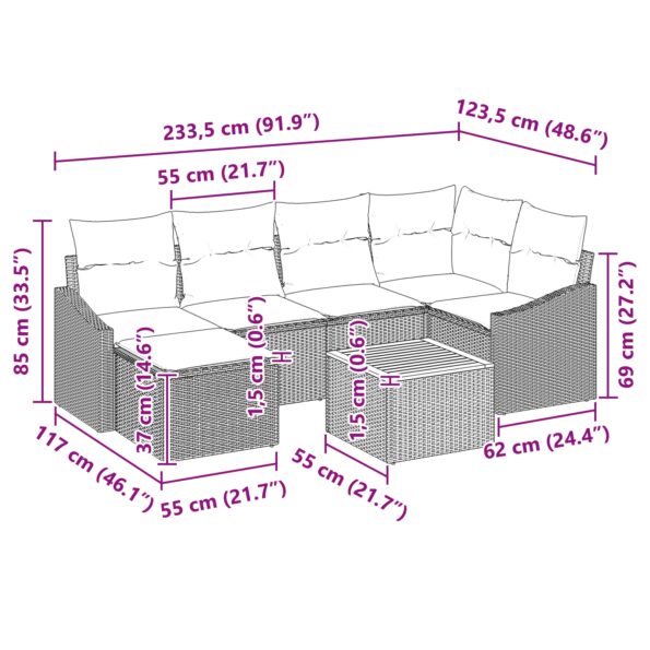 3347853_10.jpg vidaXL 7-dielna záhradná sedačka s vankúšmi z šedého polyratanu a akácie – Obrázok 10