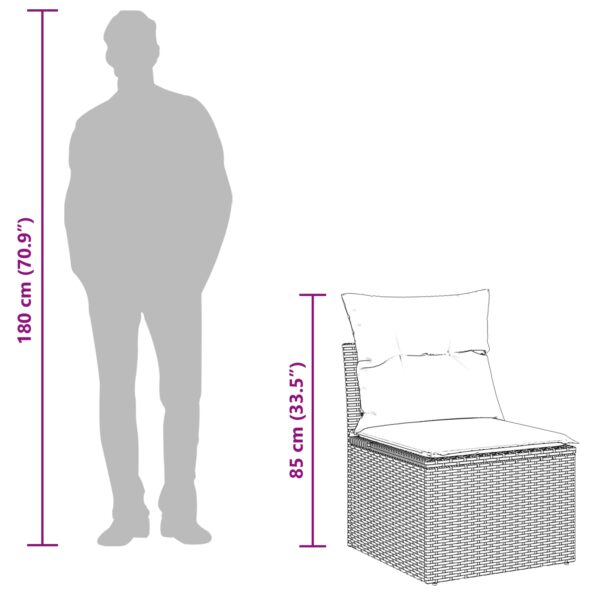 vidaXL 5-dielny záhradný sofa set s vankúšmi šedý poly ratan akácia – Obrázok 12