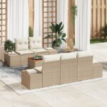 vidaXL 6-dielny záhradný gaučový set s vankúšmi béžový polyratan acacia