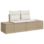 vidaXL 6-dielny záhradný gaučový set s vankúšmi béžový polyratan acacia – Obrázok 4