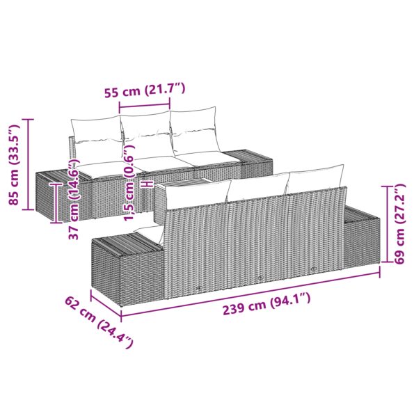 3347905_8.jpg vidaXL Záhradný gaučový set s vankúšmi čierny poly ratan akácia – Obrázok 8