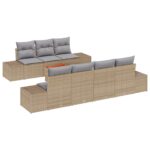 vidaXL 8-dielny záhradný set s vankúšmi Béžový Poly Ratan Akácia – Obrázok 2