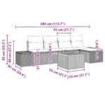 vidaXL 6-dielny záhradný gaučový set s vankúšmi čierny poly ratan akácia – Obrázok 9