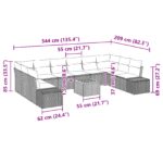 vidaXL 11-dielny záhradný gaučový set s vankúšmi béžový poly ratan akácia – Obrázok 9