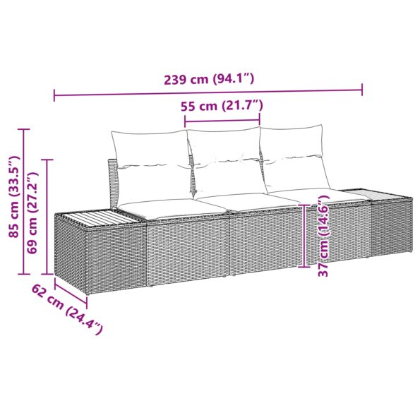 3348015_7.jpg vidaXL 3-dielna záhradná pohovková súprava s vankúšmi Sivá Poly ratan Akácia – Obrázok 7
