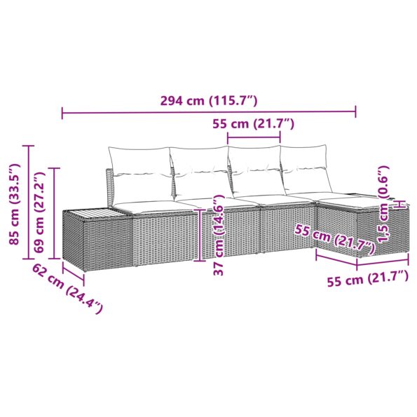 3348063_8.jpg vidaXL 5-dielna záhradná súprava pohovky s vankúšmi Čierna poly ratanová – Obrázok 8