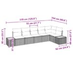 vidaXL 6-dielny záhradný pohovkový set s vankúšmi Šedý Polyratan Akácia – Obrázok 8