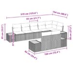vidaXL 8-dielny záhradný pohovkový set s vankúšmi béžový polyratan akácia – Obrázok 8