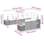 vidaXL 9-dielny záhradný pohovkový set s vankúšmi sivý poly ratan akácia – Obrázok 9