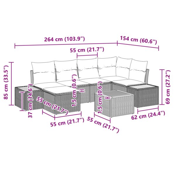 3348126_10.jpg vidaXL 7-dielna záhradná pohovka s vankúšmi v béžovom polyratane – Obrázok 10