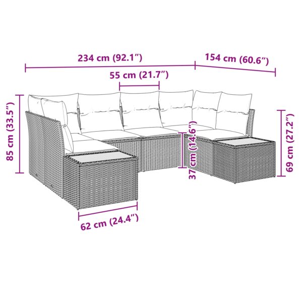 3348155_8.jpg vidaXL 6-dielna záhradná súprava pohoviek s vankúšmi šedá poly ratan akácia – Obrázok 8