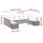vidaXL 9-dielny záhradný pohovkový set s vankúšmi šedý poly ratan akácia – Obrázok 8