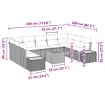 vidaXL 10-dielna záhradná pohovka s vankúšmi béžová polyratan akácia – Obrázok 9