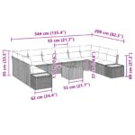 vidaXL 11-dielna záhradná súprava pohovky s vankúšmi Béžový poly ratan akácie – Obrázok 9