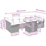 vidaXL 8 kusový záhradný set sedačiek s vankúšmi svetlošedý poly ratan – Obrázok 11