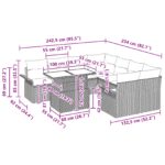 vidaXL 9-dielna súprava záhradných pohoviek s vankúšmi Hnedý poly ratan – Obrázok 11