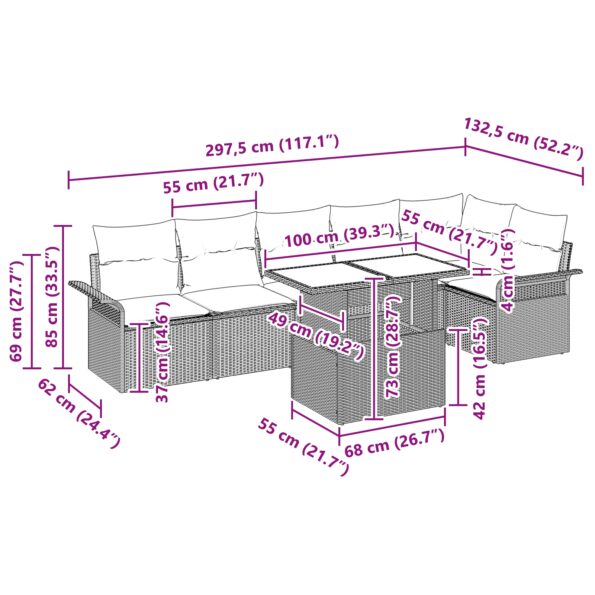 vidaXL 7-dielny záhradný set s vankúšmi čierna poly ratan – Obrázok 13